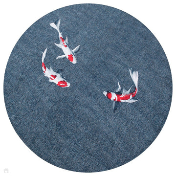 Louis De Poortere Pop Koi 9390 Japanese Pond Washable Polyester Flatweave Round Eco-Rug-Louis De Poortere-Rug Love - The Most Loved Rug Store